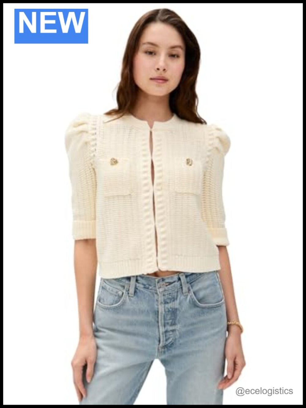 L'AGENCE Delilah Crop Textured Cardigan - Cotton Blend